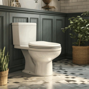 A newly installed toilet to showcase the details and answer how does does it take to replace a toilet?