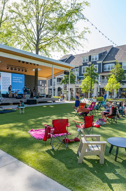 Birkdale Village in Huntersville, NC Birkdale Village outdoor gathering area in Huntersville, North Carolina