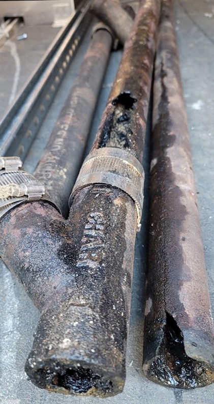 cast-iron-pipes-removed-from-historic-dillworth-home Corroded cast iron pipes removed from a historic Dilworth home in Charlotte, NC