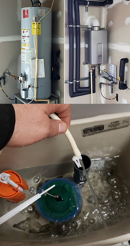 Water heater, tankless water heater, and toilet repair examples in Matthews, NC