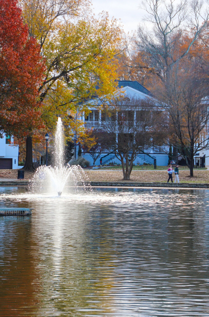 mVeterans Memorial Park in Mint Hill, NCint-hill-veterns-park Fountain and autumn scenery at Veterans Memorial Park in Mint Hill, NC