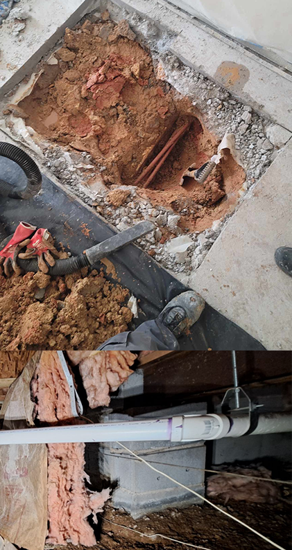 Recent Plumbing Repairs in Dilworth, Charlotte Recent plumbing repairs in a Dilworth, Charlotte home including slab and crawl space pipe work